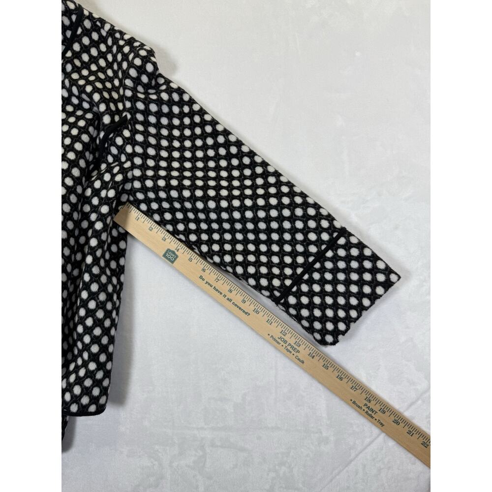 CHICO'S Polka Dot Jacket Sz 1 M 8-10 Blazer Plush Felt Black White Open Front - Picture 12 of 12